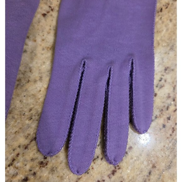Vintage Womens Size S 6.5 Lilac Purple Formal 8" Wrist Gloves Cotton Stretch - Picture 3 of 12